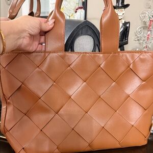 Bostanten Elegant Tan Woven Tote Bag